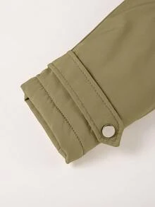 Women's Mid-Length Jacket With Faux Fur Collar And Belt, Suitable For Autumn/Winter - Army Green - View 6