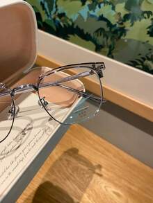 Blue Light Glasses For Woman/Men Computer Bluelight Glasses Womens/Mens Half Frame Clear Lens Glasses - 淺灰色 - 查看 11