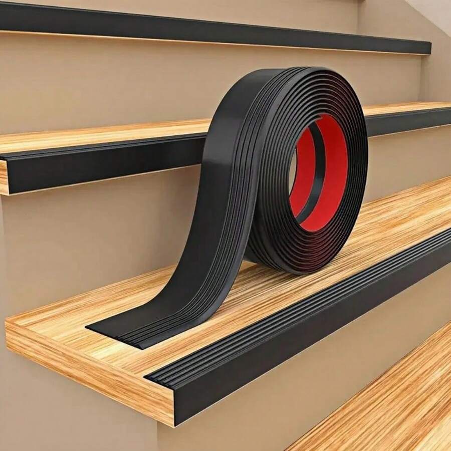 1 Gulungan Lis Tepi Tangga Anti Selip Perekat Diri 9,8 cm, Pelindung Tepi Vinyl yang Dapat Dilepas dan Ditempel untuk Tangga Dalam dan Luar Ruangan, Pijakan Tangga Anti Selip