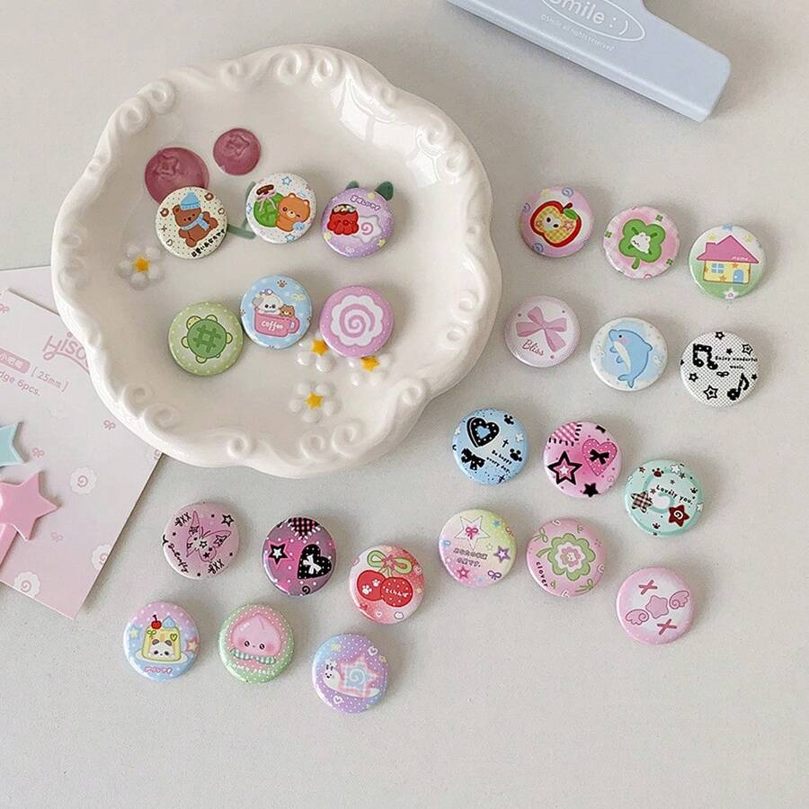 Cartoon Cute High Beauty Korean Bag Clothing Decoration Pin Badge DIY Bookkeeping Decoration - Multicolor - View 1