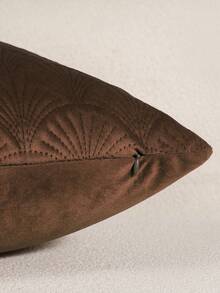 1 件简约纯色毛绒天鹅绒压花抱枕套，适用于客厅、卧室、沙发 - 咖啡棕 - 查看 7