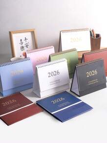 1 pièce Calendrier de bureau 2025 de taille moyenne à couleur unie - reliure en anneau métallique, page intérieure avec motif de paysage naturel personnalisable, calendrier de bureau à retournement vertical, fournitures de bureau, cadeaux pour amis (avec autocollants), rentrée des classes, rentrée des classes, fournitures scolaires