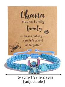Disney Disney 1pc Disney Cartoon Stitch Alloy Craft Adjustable Braided Bracelet,Great For Wonderful Gifts For Friends And Partners!