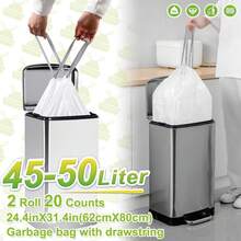 Sacs poubelles à cordon épais, portables, résistants à la déchirure, pour cuisine, salon, restauration, commerce, 45 à 50 L (20 pièces, blanc)