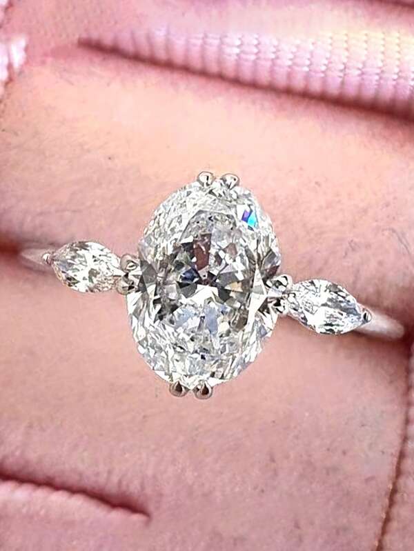 1 Peça Anel Sintético de Zircônia Cúbica Elegante e Clássico, Adequado para Festa, Casamento, Aniversário, Presente para Amigos