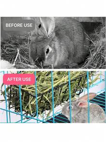 Rabbit Hay Feeder 2/3/4 Pieces Hanging Hay Rack Metal Rack Hay Rack Small Animal Hay Rack With Hook For Guinea Pigs Rabbits Chinchillas (Black)