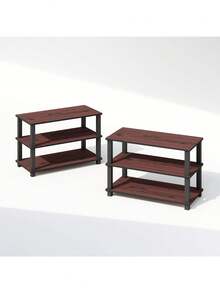 3-Tier Multipurpose Standing Shelves - Dark Cherry/Black, Set Of 2 | Versatile Storage & Display For Books, Decor, And Essentials | Sturdy Design For Living Room, Bedroom, Bathroom & Office | Easy Setup, Space-Saving | Perfect For Homeowners, Book Lovers, And Small Space Organizers | Modern Styling To Complement Any Decor - darkcherry/black - View 4