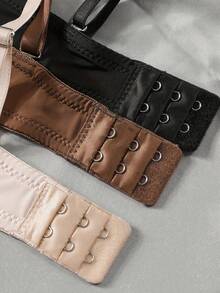 3件套女士纯色无钢圈文胸，带可拆卸肩带 - 彩色 - 查看 6