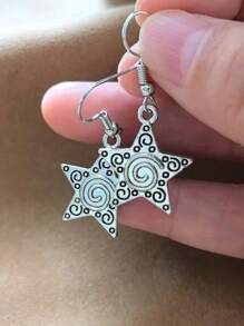 一对复古五角星耳环，圣诞节