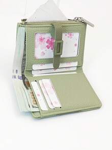 MINGYOU 时尚精致柔软荔枝扣短款多功能大容量钱包多功能拉链便携学生卡夹零钱包可爱适合年轻学生礼物女士钱包迷你钱包零钱包小钱包可爱钱包