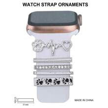 5 Stück Metall Charms dekorativer Ring kompatibel mit Apple Watch Armband, Tierpfoten Diamant Strass Ornament Smartwatch Silikonarmband Accessoires, modisches Zubehör (Uhr und Armband nicht enthalten), kompatibel mit Apple Watch Armband 38mm 40mm 41mm 42mm 44mm 45mm 46mm 49mm, kompatibel mit Apple Watch Series Ultra/SE/10/9/8/7/6/5/4/3/2/1 Armband Accessoires Schmuck