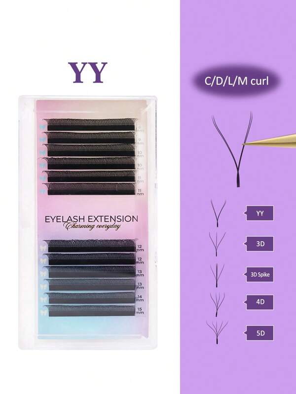 Aguud 12 Rows YY C//D/L/M 0.07mm Clover Hand Woven Lash Extensions Premade Fans Eyelash Promade Wispy Velvet Fluffy Mix8-15mm Eye Lash Extensions Trays