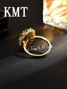 KMT 1枚铜镶嵌立方氧化锆向日葵设计奢华时尚戒指，适合日常佩戴和派对场合 - 幾何款 - 查看 4
