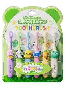 8 pièces Brosse à dents pour enfants à motif animal, soies souples pour la protection des gencives, convient aux nourrissons et aux tout-petits, décorations interchangeables de têtes d'animaux