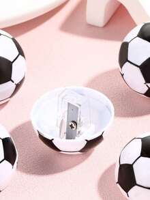 5 件装返校欧洲杯足球卷笔刀、削笔器、铅笔刀、学生手动卷笔刀、办公用品和学习学校用品、可爱单孔塑料外壳卷笔刀、不锈钢刀片、学生文具礼物、可滚动、快速削铅笔 - 黑與白 - 查看 2