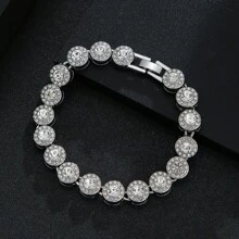 1pc Luxury Rhinestone Embellished Exaggerated Chain Bracelet, Fashion Jewelry , Suitable For Individuals