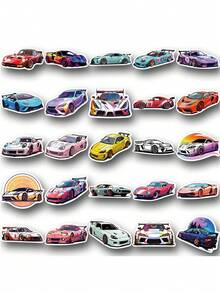 SCXXBSW 50 piezas Pegatinas de autos deportivos de dibujos animados y graffiti decorativas para tazas de agua, cuadernos, equipaje, resistentes al agua - Multicolor - Ver 10
