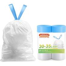 Sacs poubelles à cordon épais, portables, résistants à la déchirure, pour cuisine, salon, restauration, commerce, 45 à 50 L (20 pièces, blanc)