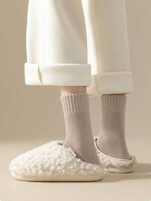 5/10 Pairs Kids Thermal Fleece Socks, Warm & Versatile For Autumn/Winter, Unisex Mid-Calf Socks For Boys & Girls, Suitable For Ages 1-3, 4-7, 8-12, Teens