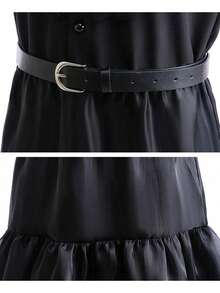 Girls' Party Cap Sleeve Black Long Dress With Belt And Wig, Cosplay Costume For Halloween Party - Black - View 5