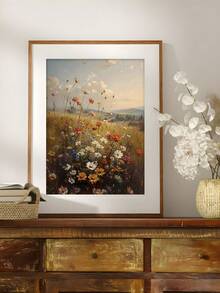 1 件复古野花海报自然乡村野花风景帆布墙艺术仿古农舍乡村波西米亚花卉印花画，自然植物风景帆布墙艺术，春季野花海报，秋季墙艺术，卧室装饰，客厅装饰，办公室装饰， - 彩色 - 查看 5