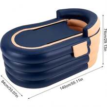 HaroldDol PVC Inflatable Spa Pool, 84 * 140 * 74cm, Foldable Adult Bath Tub With Air Pump, Pool In Summer, Freestanding Bathtub For Home Spa (Orange) - Orange and Blue - View 3