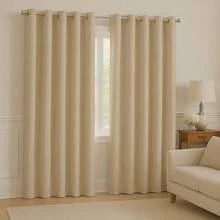 Micropercal Semi Blackout Curtain With Chrome Eyelets For Living Room, Bedroom, Kitchen - 榛子 - 查看 1