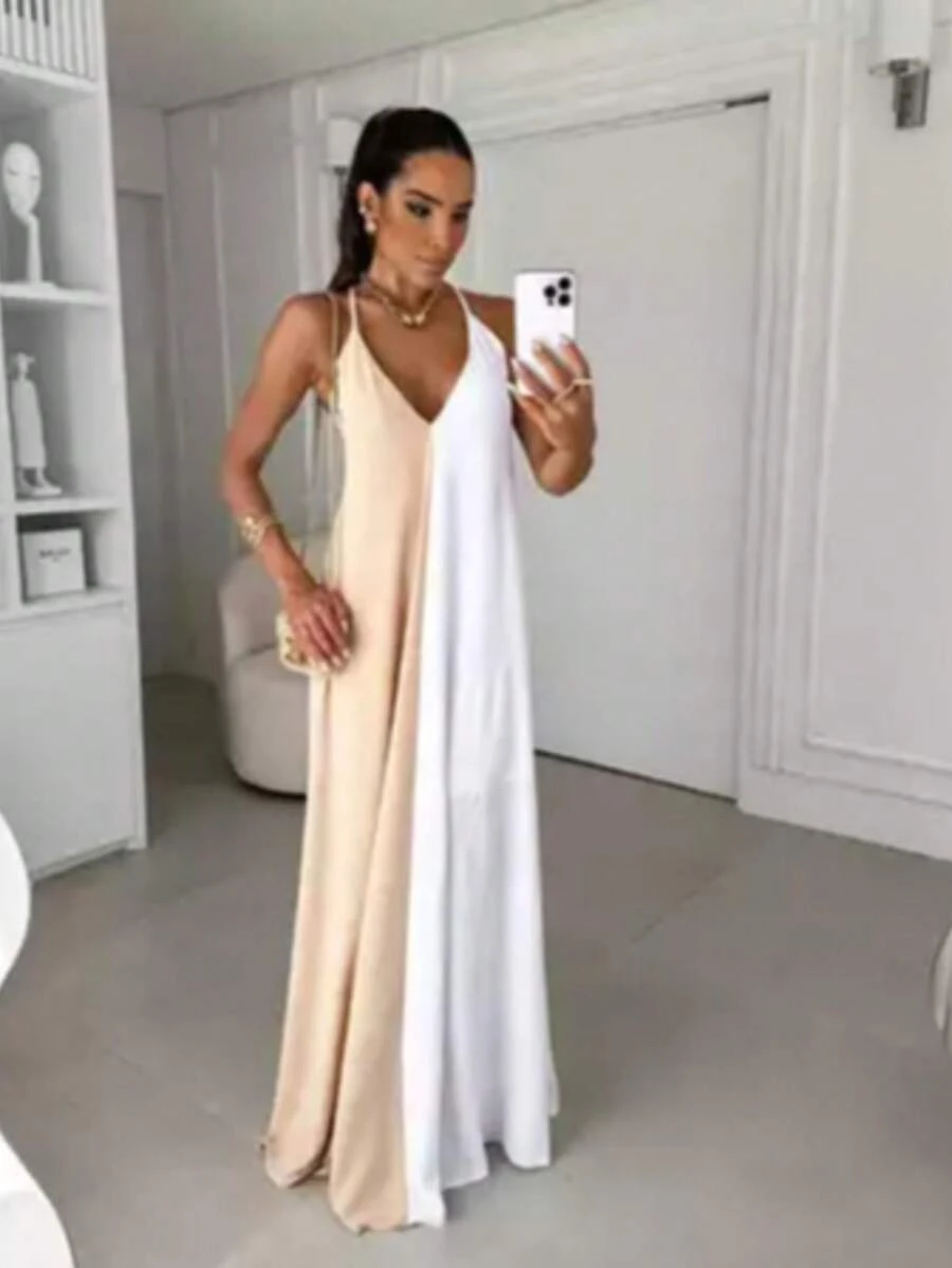 Women's Long Dress, Classic And Sophisticated - 淺褐色/米色 - 查看 1
