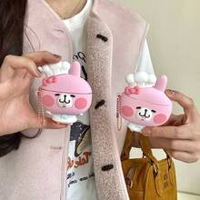 1 件可爱卡通硅胶软壳兔子厨师设计防震耳机盒 + 挂绳装饰蓝牙耳机充电盒保护套兼容 Apple 1st/2nd/3rd/Pro/Pro 2nd 代，创意设计