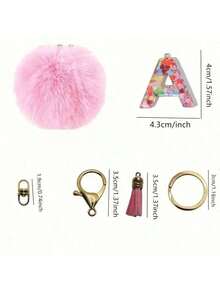 1pc Initial Letter Keychain, Cute Fluffy Ball Keyring, Bag/Backpack Charm, Car Pendant, Women Daily Gift