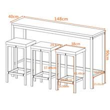 Sairedel Tavolo da pranzo da cucina marrone scuro (148 cm) con 3 sgabelli – Set da tavolo da pub moderno, montaggio incluso, design rustico
