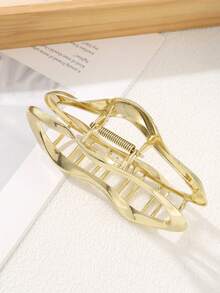 1pc Oversized Metal Hair Clip, Fashion Hair Accessory, Suitable For Women's Vacation/Beach Outfit In Summer And Autumn/Winter - Gold - View 6