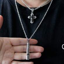 1 Pc Cross Rhinestone Pendant Choker Necklaces Fashion Hip Hop Rapper's Neck Jewelry Gift Zinc Alloy Whistle Pendant Outdoors Sounded Survive Tool Necklace Punk Jewelry