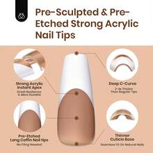 Beetles Tipex Instant Apex Press On Nail Tips: 480PCS Pre-Building Brown Long Coffin French Tip Press On Nails False Nails 12 Sizes Gel Nail Tips-Thick Acrylic Nails Flat Nails - Z-brown Long Coffin - View 8