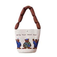 Women Shoulder Bags - 白色卡通紅腳貓咪 - 查看 6
