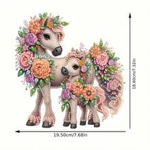 2pcs Little Horse Pattern Diamond Painting Desktop Set, 5D DIY Diamond Art Desktop Decor, Gem Inlaid Craft For Home Bedroom Tabletop Decoration