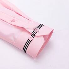 [Tedelon]56% Polyester 40% Cotton 4% Spandex ,Slim Fit Dress Shirt -Formal/Casual Shirt With Contrast Collar & Cuff Details, Breathable Cotton Blend For Business, Daily Wear - 粉色 - 查看 4