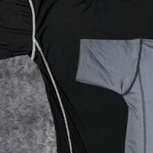 Men's Premium Pro Tight Gym Workout Bodybuilding Compression T-Shirt With Print - 套裝 1 黑色 + 1 灰色(附印花) - 查看 2