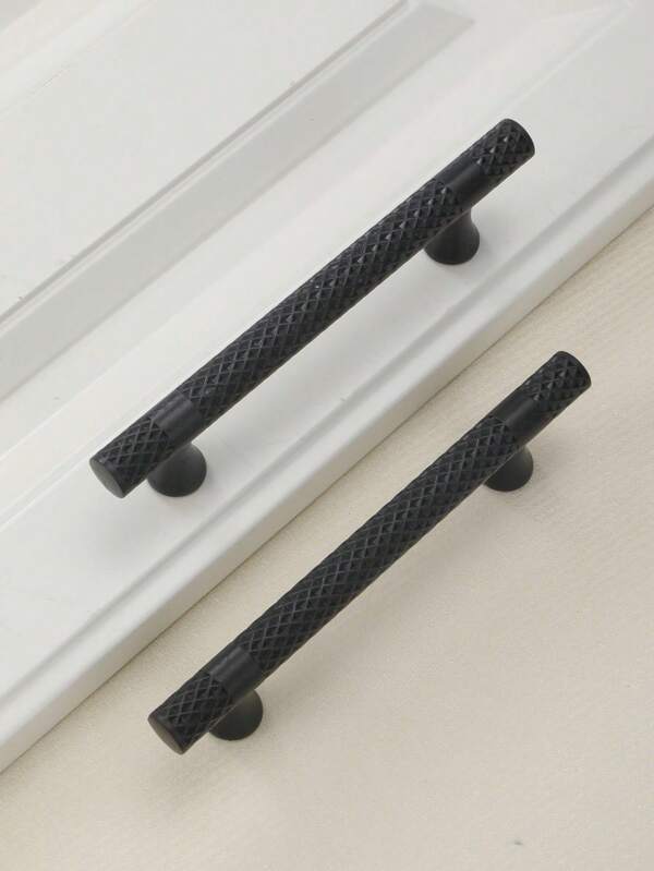2 peças puxadores de armário/gaveta de metal preto