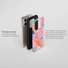 Coral Floral Phone Case, Retro Watercolor Aesthetic  Gift For Her  16 15 14 13 Pro Max MagSafe, Pixel 9 8 7,  S24 S23 S22 - 彩色 - 查看 6