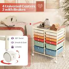 12 Drawers Rolling Cart Storage Mutlicolor Scrapbook Paper Studio Organizer Bins - 馬卡龍色 - 查看 6