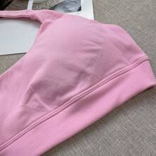 Women's High Impact Sports Bra, Supportive Camisole Top, Seamless Fitness Activewear, Yoga Bra - Pink - View 6