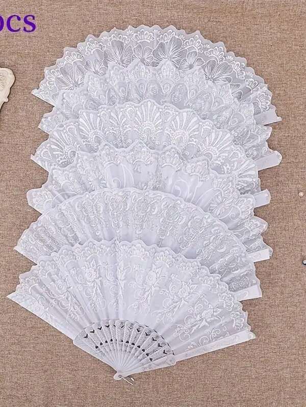 1-5Pcs White Folding Fans - Stylish Handheld Paper Fans For Weddings, Birthday Celebrations, Christmas, Valentine'S Day, And New Year'S Gifts, Perfect For Home Decoration Summer Party Dancing Wedding