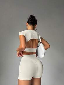 Spring And Summer Women's Set Sports Set, Yoga Set, Fitness Suit, Sports Suit, Exercise SuitHome Leisure, Skin Friendly And Comfortable - Beige - View 6