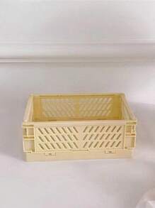 1pc Mini/Large Foldable Plastic Storage Basket, Desktop Collapsible Storage Box, Student Stationery Organizer Shelf, Small Item & Cosmetic Storage Basket, Stackable