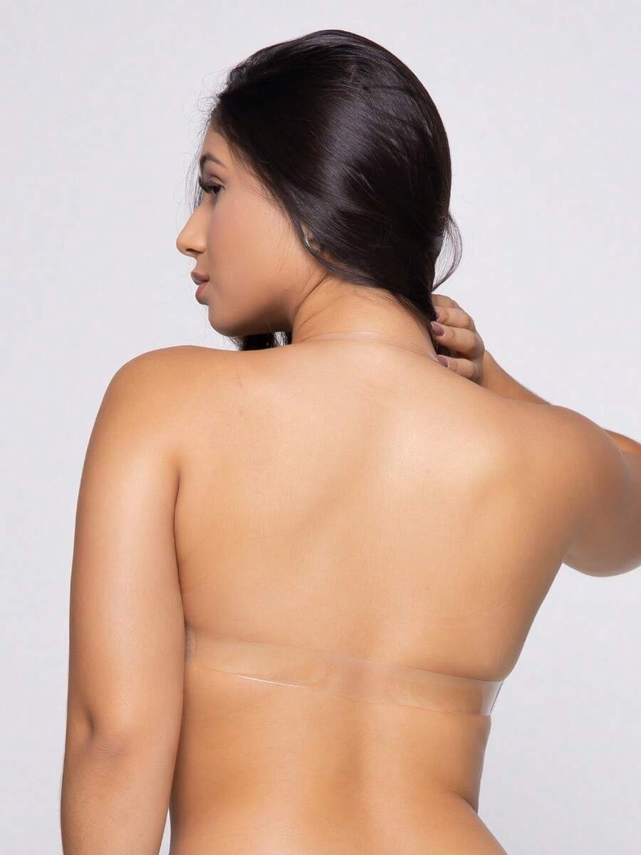 Invisible Padded Bra With Silicone Straps, Backless, Casual And Comfortable, Non-Removable Padding - 白色 - 查看 1