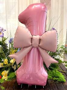 2 件/套 40 英寸粉色数字气球带蝴蝶结气球生日派对装饰周年纪念装饰 - 粉色 - 查看 10