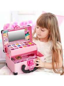 Juego de maquillaje de juguete en miniatura para niñas, bolso de mano para actuación infantil, juguete de rol de princesa, diseño portátil, bolsa de cosméticos de princesa, juego de maquillaje de juguete adecuado para niñas, gran regalo de cumpleaños para niñas (algunas partes se envían al azar) - Ver 6