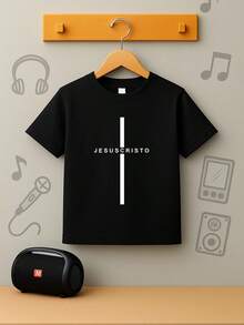 Personalized Unisex Children's And Youth T-Shirt Cross Jesus Christ Gospel Christian Church - 黑色 - 查看 1
