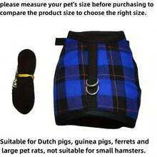 Verstellbares kariertes Geschirr- und Leinensatz, geeignet für kleine Haustiere - Meerschweinchen, Frettchen, Eichhörnchen usw. Keine Zugweste - Nur Handwäsche, Hamster